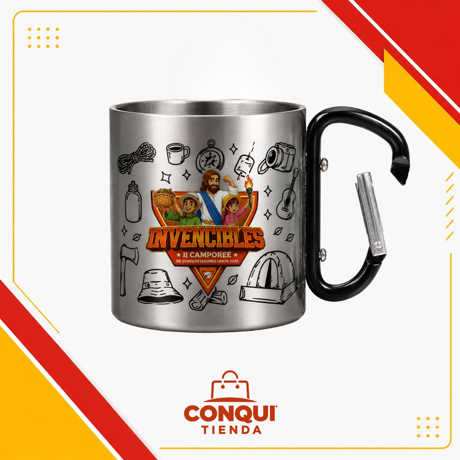 Taza de Acero Inoxidable con Mosquetón "Invencibles" – II Camporee de Conquistadores UMCH 2026